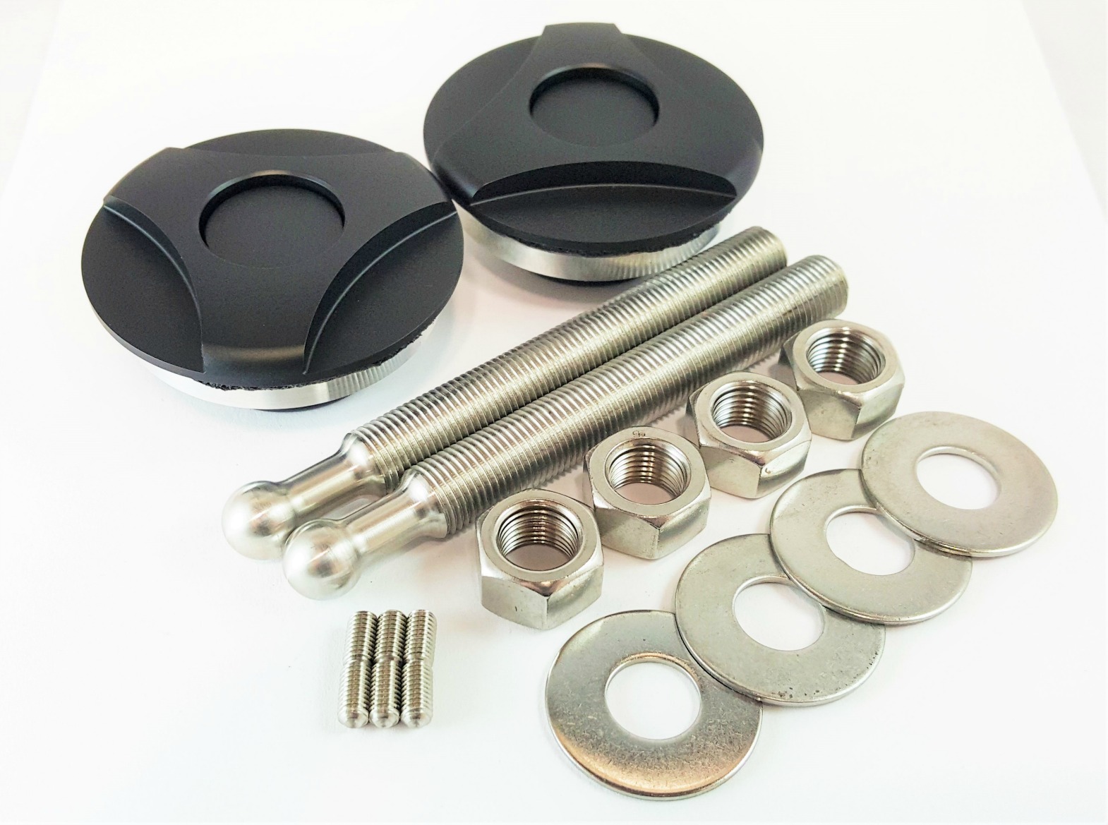 thumbnail image 2 of Atech Chrome Steel Hood Pins & Lanyards Kit – 1/2" Diameter – Muscle Car Hot Rod 2 of 6